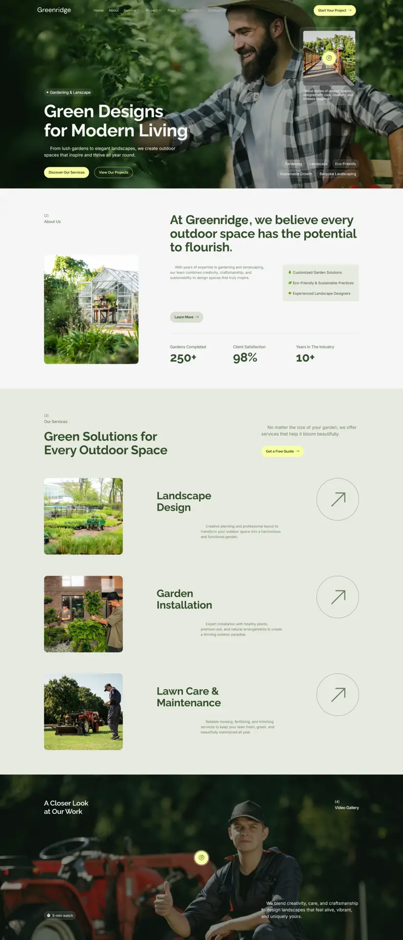 Landscape and garden design website project - web design portfolio by eloire.co
