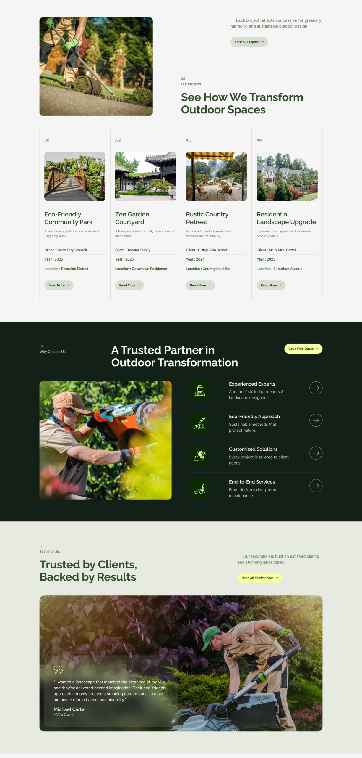 Landscape and garden design website project - web design portfolio by eloire.co