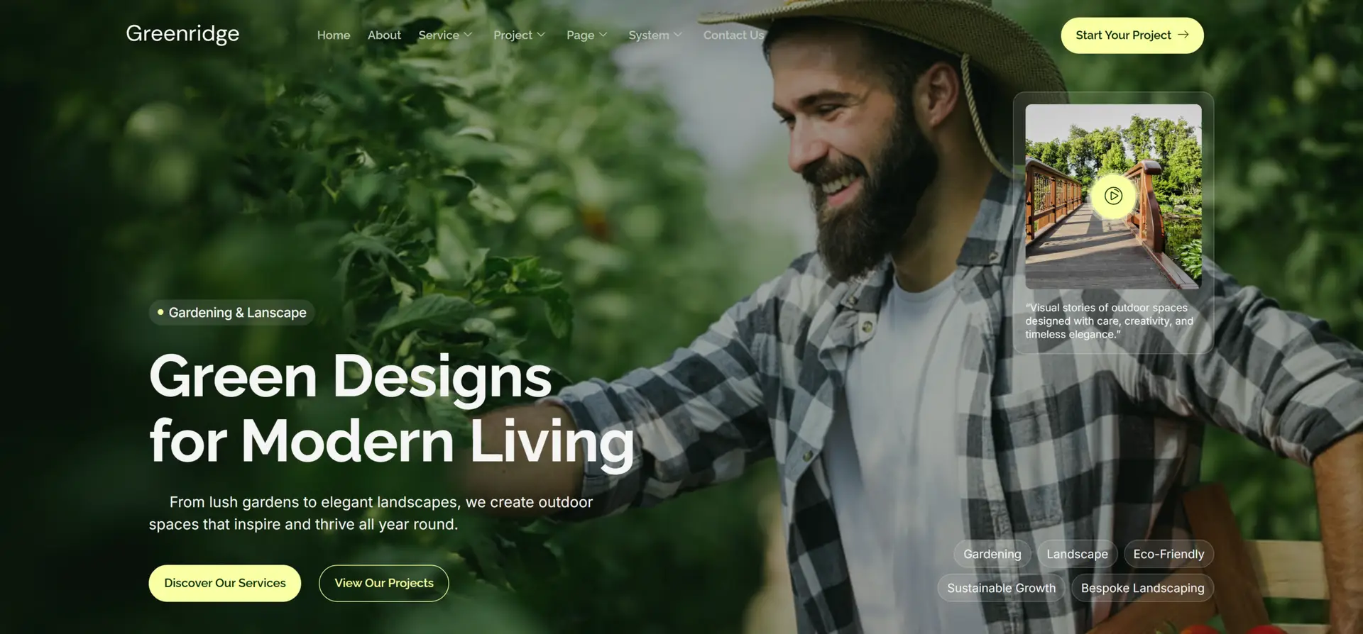 Landscape and garden design website project - web design portfolio by eloire.co